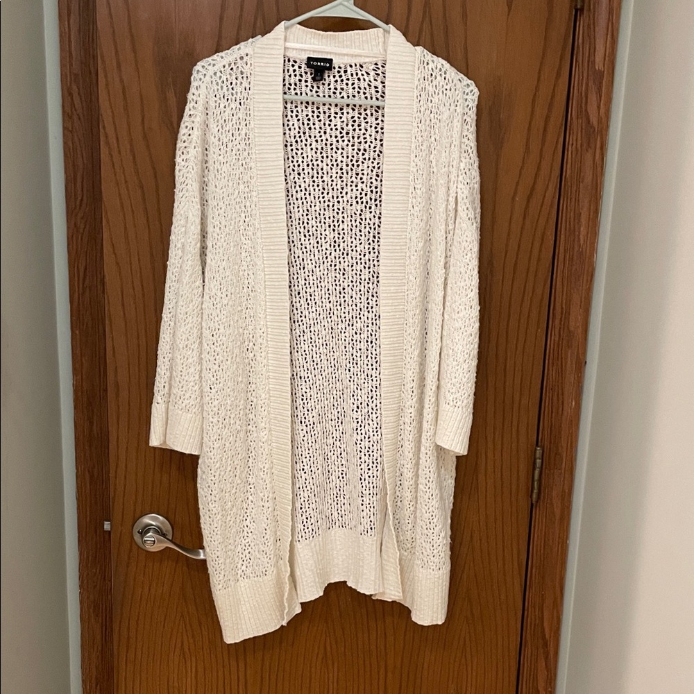 Torrid UEC size 1 (14/16) Cream Open-Knit Cardigan sweater